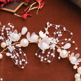 Golden Crystal Rhinestone Flower Bride Hair Vine Bridal Headband