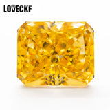 Golden Yellow High Carbon Diamond Radiant Crushed Ice CZ 4K Cutting 5A+