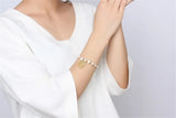 Golden Beads & Pearl Rope Chain Bracelet Women Jewelry Stainless Steel Charm