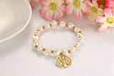 Golden Beads & Pearl Rope Chain Bracelet Women Jewelry Stainless Steel Charm