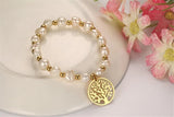 Golden Beads & Pearl Rope Chain Bracelet Women Jewelry Stainless Steel Charm