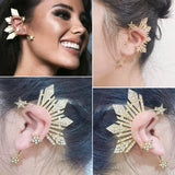 Crystal Star Ear Clip Earrings Hyperbole Rhinestone Stars Big Ear Cuff
