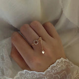 Golden Diamond Round Ladies Ring Adjustable Charm Jewelry