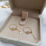 Golden Diamond Round Ladies Ring Adjustable Charm Jewelry