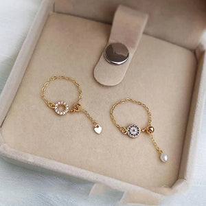 Golden Diamond Round Ladies Ring Adjustable Charm Jewelry