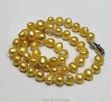 Golden Freshwater Pearl Necklace Baroque 7-8mm 17INCH