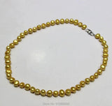 Golden Freshwater Pearl Necklace Baroque 7-8mm 17INCH