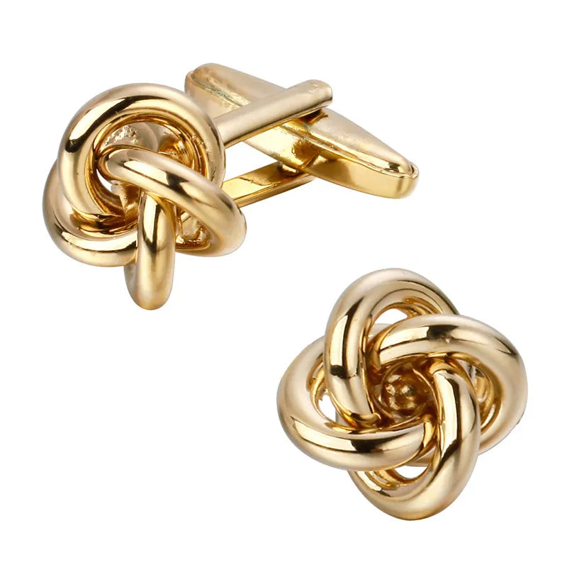 Golden Laser Metal Copper Twist Men's Cufflinks