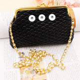 Golden Rhombus Pearl Chain Diagonal Coin Purse with Snaps Closure