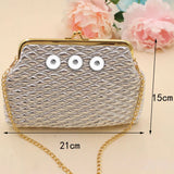 Golden Rhombus Pearl Chain Diagonal Coin Purse with Snaps Closure