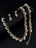 Gold-plated Pearl Jewelry Set for Women