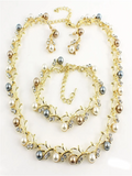Gold-plated Pearl Jewelry Set for Women