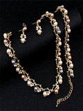 Gold-plated Pearl Jewelry Set for Women