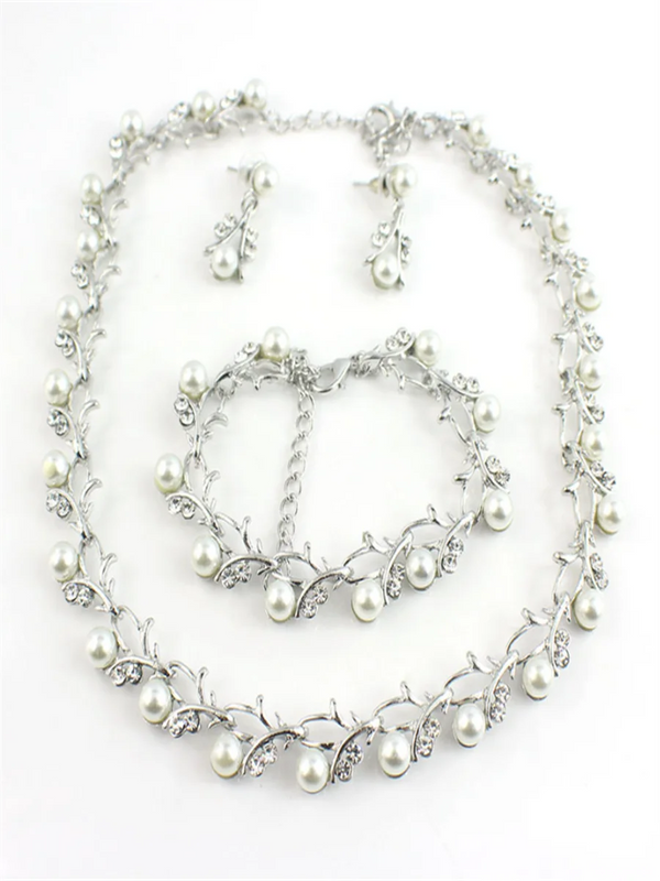 Gold-plated Pearl Jewelry Set for Women