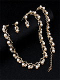 Gold-plated Pearl Jewelry Set for Women