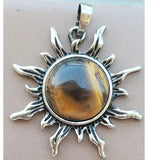 Goldstone Opal Tiger Eye Sun Pendant Bead WFH1029