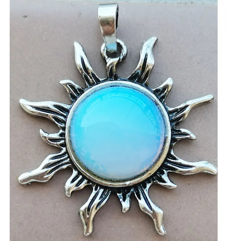 Goldstone Opal Tiger Eye Sun Pendant Bead WFH1029