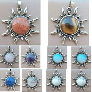 Goldstone Opal Tiger Eye Sun Pendant Bead WFH1029