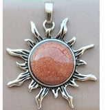 Goldstone Opal Tiger Eye Sun Pendant Bead WFH1029