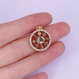 Goldstone Sandstone Pendant Charms with Cubic Zirconia 17x19mm
