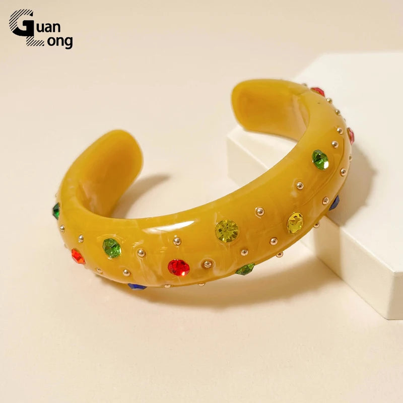 Colorful Acrylic Crystal Bangle Bracelet for Women Girls