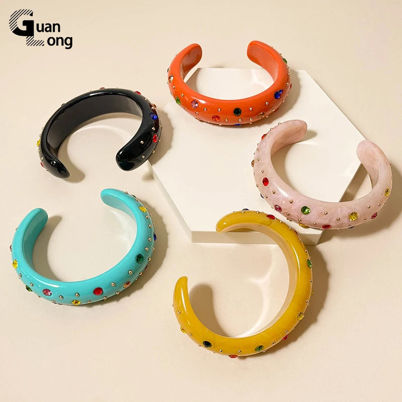Colorful Acrylic Crystal Bangle Bracelet for Women Girls