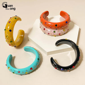 Colorful Acrylic Crystal Bangle Bracelet for Women Girls