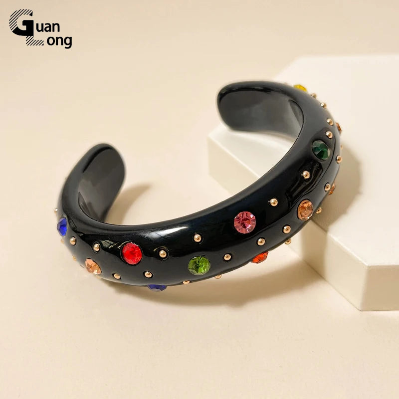 Colorful Acrylic Crystal Bangle Bracelet for Women Girls