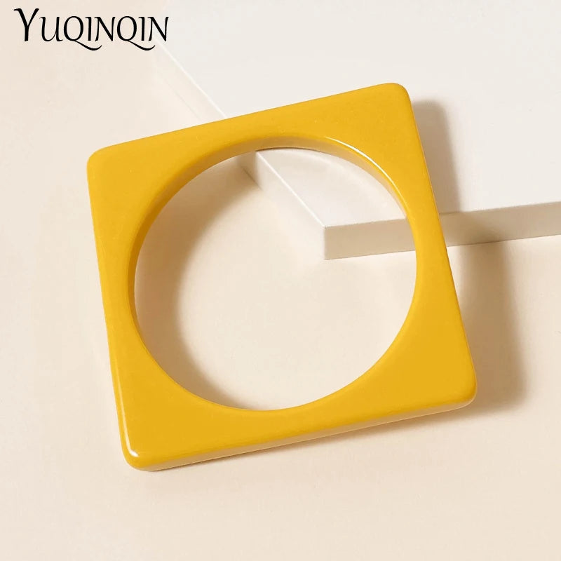 Colorful Acrylic Bangles for Women Girl Geometric Square Indian Bangle Bracelets