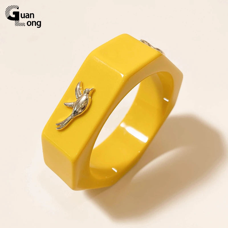 GongLong Multicolor Bee Acrylic Bangles with Charm