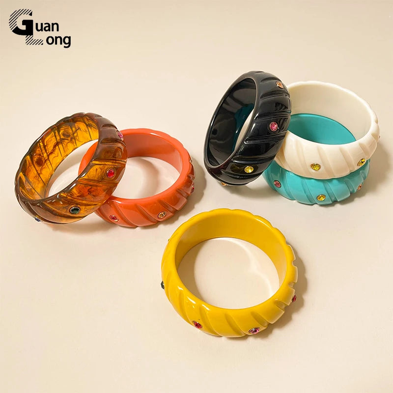 Colorful Geometric Acrylic Bangle Bracelet for Women
