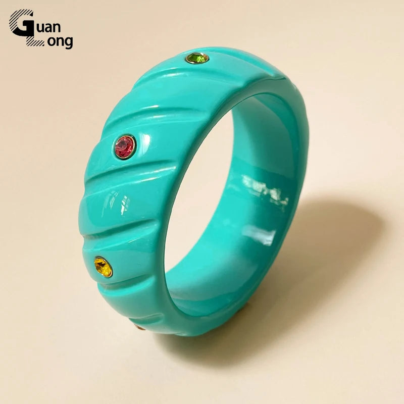 Colorful Geometric Acrylic Bangle Bracelet for Women
