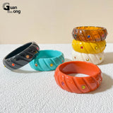 Colorful Geometric Acrylic Bangle Bracelet for Women