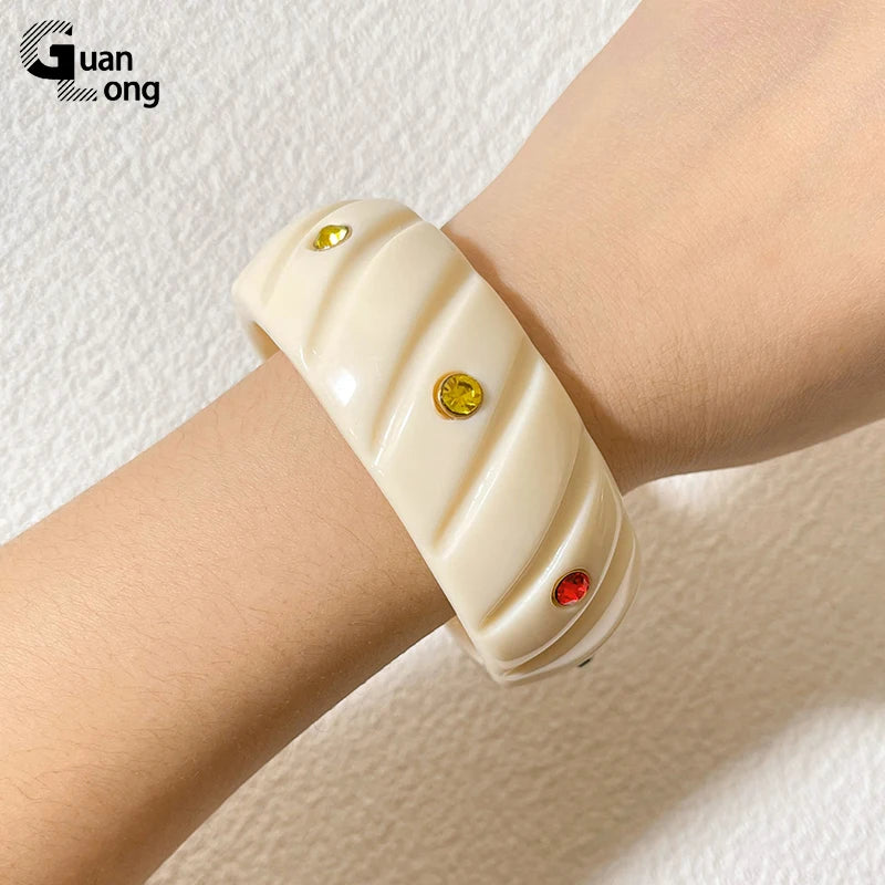 Colorful Geometric Acrylic Bangle Bracelet for Women