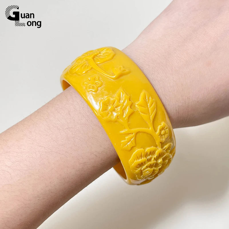 Acrylic Geometric Wide Cuff Bangle Bracelet for Women - Colorful Jewelry