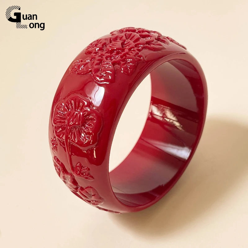 Acrylic Geometric Wide Cuff Bangle Bracelet for Women - Colorful Jewelry