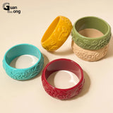 Acrylic Geometric Wide Cuff Bangle Bracelet for Women - Colorful Jewelry