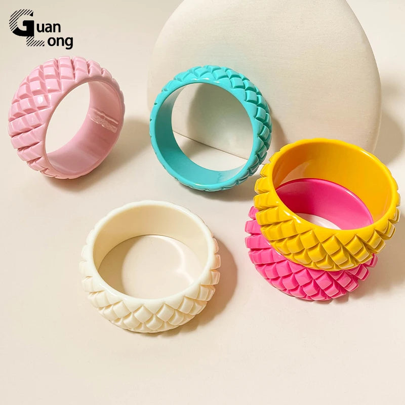 Geometric Gift Vintage Bangle Bracelets for Girls with Charm
