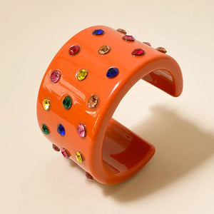 Geometric Acrylic Crystal Bangle Bracelets Wide Open Bangles for Women
