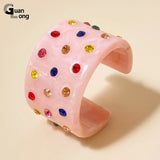 Geometric Acrylic Crystal Bangle Bracelets Wide Open Bangles for Women