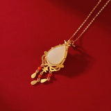 Enamel Craft Clavicle Chain Red Jade Necklace Ancient Style