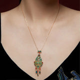 Enamel Craft Clavicle Chain Red Jade Necklace Ancient Style
