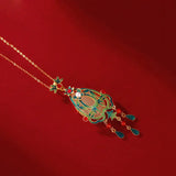 Enamel Craft Clavicle Chain Red Jade Necklace Ancient Style