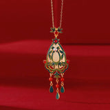 Enamel Craft Clavicle Chain Red Jade Necklace Ancient Style