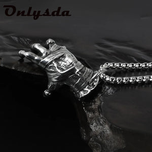 Steampunk Hand Pendant Necklace Men's Biker Rock Punk Jewelry