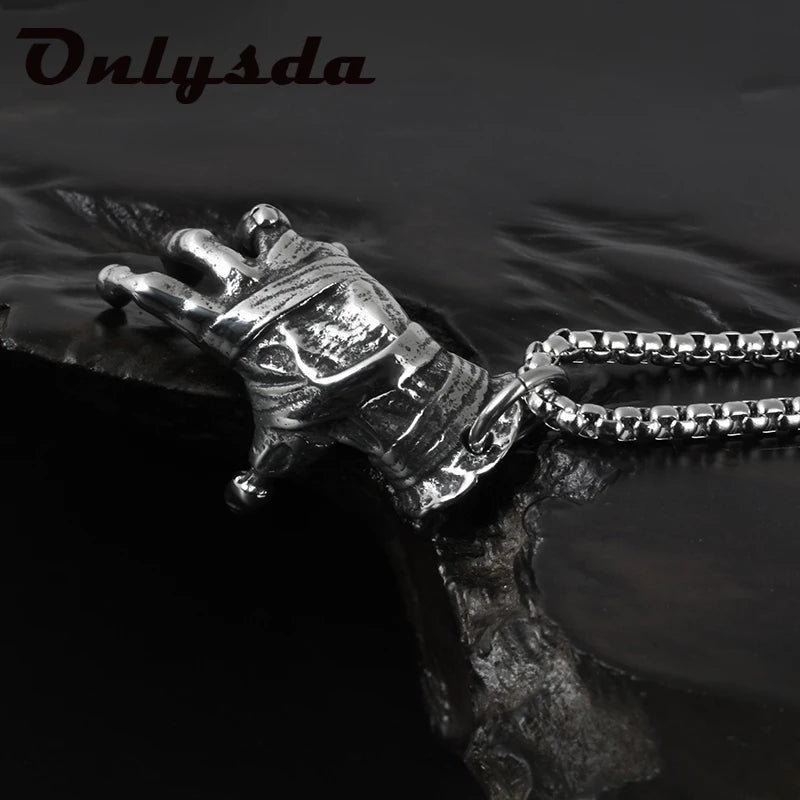 Steampunk Hand Pendant Necklace Men's Biker Rock Punk Jewelry