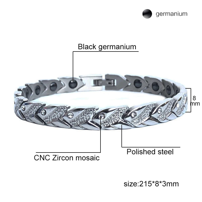 Fish-shaped Zircon Inlaid Steel Magnet Bracelet for Women