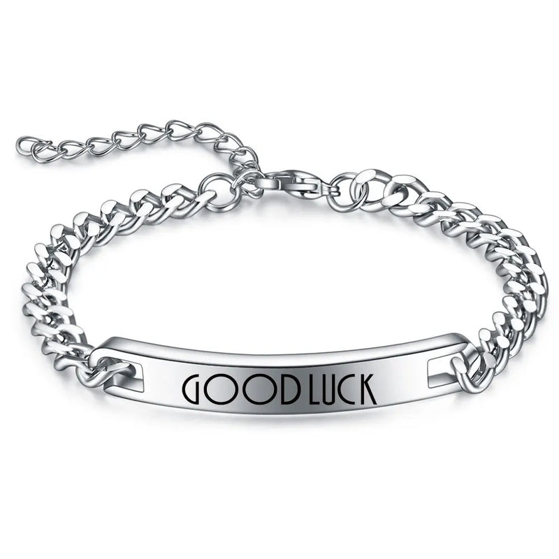 LUCK ID Bracelets Stainless Steel Link Chain