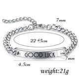 LUCK ID Bracelets Stainless Steel Link Chain