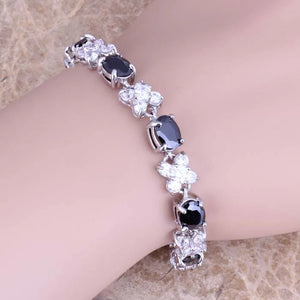Stylish CZ Cubic Zirconia Silver Link Chain Bracelet 7 inch